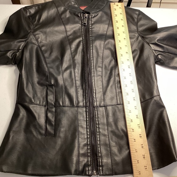 USA Leather Company Black Womens Sz M PU Leather Full Zip Jacket Moto Biker - Picture 8 of 11